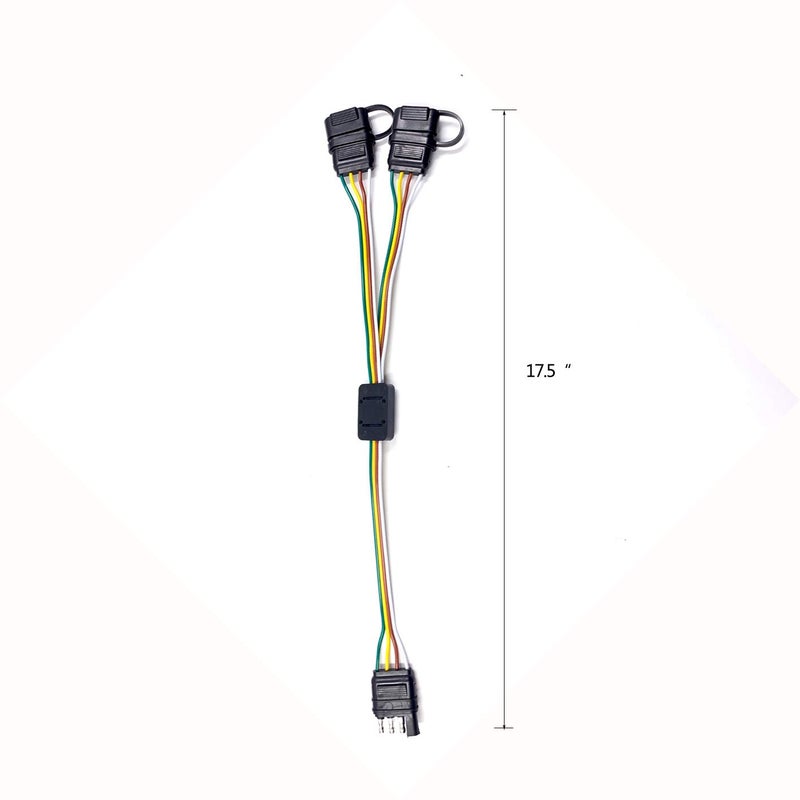 NEW SUN NEWSUNÂ® 4 Pin to 4 Pin Trailer Light Wiring Connector Adapter, Y-Splitter 1 to 2 Way Flat Extension Cable for Tail Lights Plug for Tailgate Light Bars & Trailer Lights,Plug & Play, 18AWG Copper Wire - Image 2